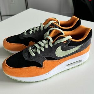 Nike Air Max One Sneakers in Black, Orange & Light Green